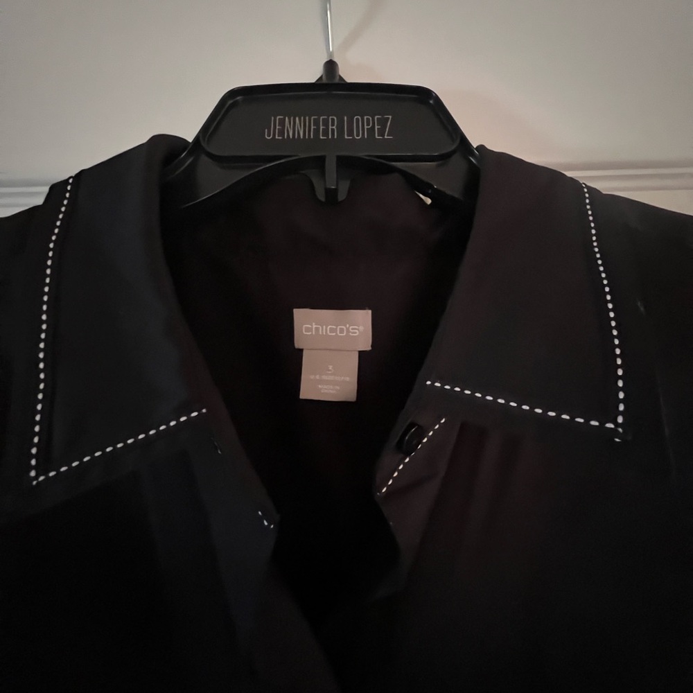 Chico's Dark Blouse with Light Stitching